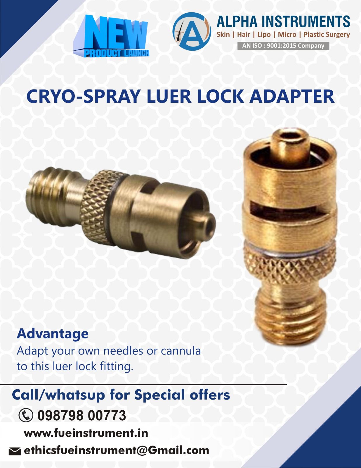 LUER LOCK ADAPTER FOR LIQUID NITROGEN SPRAY