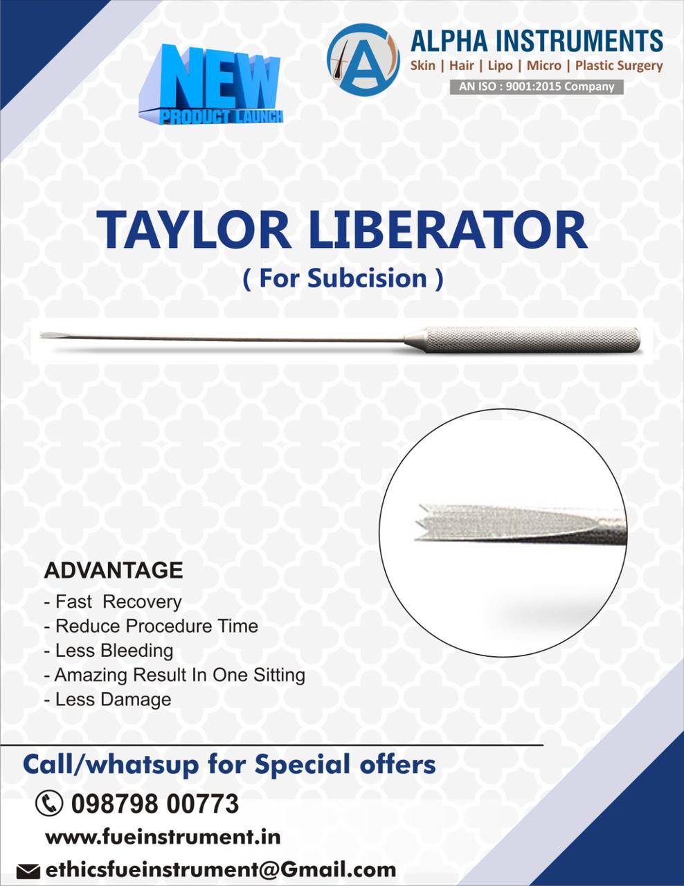 TAYLORE LIBERETORE CANNULA FOR ACNE SCARE SUBCISION BY ALPHA SURGICALS